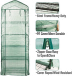 Worth Garden 5 Tier Mini Greenhouse - 75'' H x 27'' L x 19'' W - Sturdy Portable Gardening Shelves with Durable PE Cover w/ Roll-Up Zipper Door- Small Green House Indoor & Outdoor for Plants Flowers