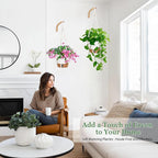 10 Inch Hanging Planters for Indoor Plants, 2 Pack Self Watering Hanging Baskets Flower Pots with Drainage Hole, Visual Reservoir & 2 Kinds of Plant Hanger for Outdoor Garden Home Decor (White)
