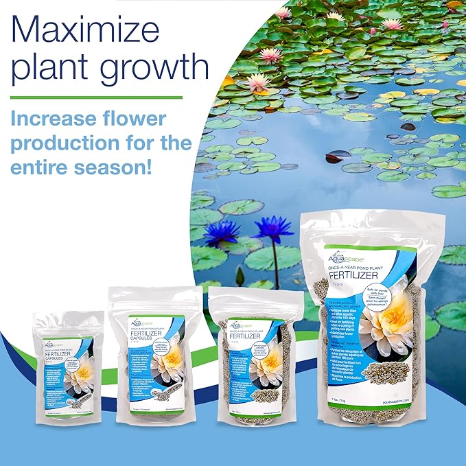 Aquascape Once-A-Year Pond Plant Fertilizer Capsules, 12-Pack, Promotes Aquatic Plant Health, Easy Annual Application, 89011