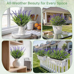 12 Bundles UV Resistant No-Fade Outdoor Artificial Plants & Flowers, Adjustable Height Fake Lavender Flowers Indoor & Outdoor Decor for Garden Patio Pathway Hanging Planter Front Porch