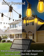 65ft-Solar-Powered-Lights-Outdoor-Waterproof-String Lights-Outside-Patio-Yard-Garden-Fence-Backyard-Deck-Porch-Balcony-Patios-Camping-Battery-Operated-LED-Fairy-Strip-Lighting-Hanging-Edison-Bulbs-S14