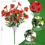 17 Inch Artificial Faux Pansy Flowers for Outdoor,Fake Pansies Flowers with Eucalyptus Leaves Fake Plants Greenery Boxwood Porch Patio Decor 6 Bundles(Red,Rose Red,Dark Purple)