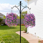 Artificial Hanging Baskets Outdoor, 4 Bundles Artificial Hanging Flowers Outdoors Spring Summer Decoration, No Fade Realistic Fake Hanging Baskets for Porch Patio Balcony Home Yard Decor