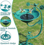 25.8" H Solar Bird Bath Outdoor, Cast Iron Solar Fountain Bird Bath with Bubbler, Vintage Pedestal Metal Bird Bath Bowl for Garden Patio Yard Lawn Decor