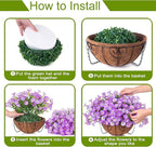 Artificial Fake Hanging Plants Flowers Basket for Outdoors Spring Summer Decoration, UV Resistant Realistic Outdoor Faux Silk Morning Glory in Planter for Outside Porch Patio Balcony Garden Yard Home