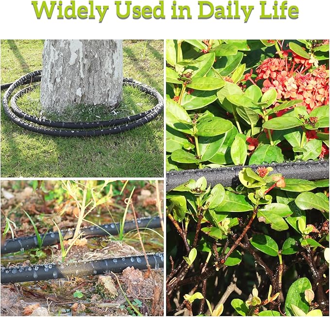 LINEX Garden Flat Soaker Hose 1/2" x 15 ft for Garden Beds Drip Irriagtion Hoses Heavy Duty Save Water 80%