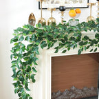 Mizii 2 Strands Artificial Vines Ficus Garland 78" Fake Vine with Silk Green Leaves Faux Hanging Plants Greenery Decorations for Bedroom Table Centerpieces Wall Party Wedding Room Decor (Ficus)