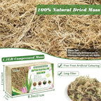 Halatool 1.1LBS Sphagnum Moss for Orchids, Plants, Succulent, Carnivorous, 25QT Natural Dried Long Fiber Sphagnum Moss Bulk for Moss Pole, Moss for Plants Indoor and Outdoor Growing Media