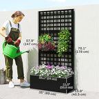 Outsunny Galvanized Raised Garden Bed with Trellis, Metal Planter Box with Drainage Holes, Outdoor Privacy Screen for Climbing Plants, Vegetable, Vines, 35" x 16" x 70", Black