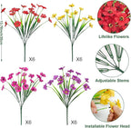 Ouddy Decor 24 Bundles Artificial Flowers for Outdoors Fake Silk Flowers UV Resistant Faux Plastic Plants for Indoor Outdoor Vase Box Garden Porch Window Box Home Spring Summer Decor, Multicolor
