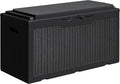 Greesum 100 Gallon Resin Deck Box Large Outdoor Storage with Cushions for Patio Furniture, Garden Tools, Pool Supplies, Weatherproof and UV Resistant, Lockable, Black