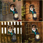 Garden Gnomes Statues with Solar Lantern Christmas Decorations, Outdoor Tree Hugger Gnome Decor Statue, Tree Face Figurines for Fence Wall Yard Home Birthday Gifts for Mum, Women