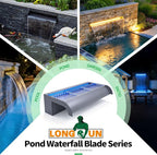 with lid Pool Fountain, LONGRUN Waterfall Spillway for Koi Ponds - 35.4" Transparent Acrylic Waterfall for Swimming Pool, Garden Pond, Patios, Spa Decoration