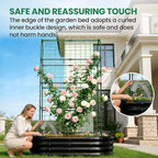 SUNYRISY Galvanized Raised Garden Bed with 71in Arch Trellis for Climbing Plants, Outdoor Planter Box with Climbing Net for Gardening Flowers Vegetables Fruits Herbs, Black