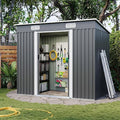 4x8 Metal Storage Shed Outdoor Steel Garden Tool Shed Metal shed with Sliding Door for Backyard, Lawn, Patio Yard, Grey