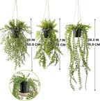 3 Packs Fake Hanging Plants with Black Pots, 28" Artificial Hanging Plants for Wall Decor, Fake Fern Plants Mandala Vine Indoor/Outdoor for Home Bathroom Bedroom Kitchen Office Room Decor
