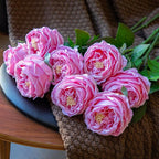 DUYONE Fake Flowers for Decoration Home Decor Artificial Flowers Austin Rose Peony Latex Fake Flower Living Room Decoration Vivid Pink Roses Peonies (Pink 4pcs)