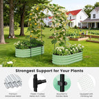 3 in 1 Galvanized Raised Garden Bed with 87" H Arch Trellis for Climbing Plants, Outdoor Gardening Planter Box with Climbing Net for Flower Vegetables Fruits Herbs, Green
