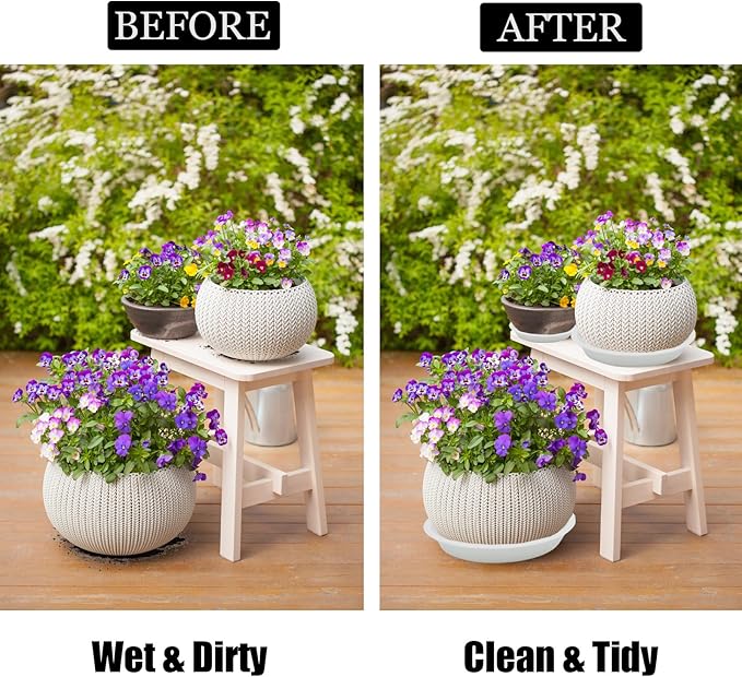 4 Size Round Plant Saucer,8 Pack Pant Pot Trays, Plant Saucers for Indoors and Outdoors, Seed Starting Tray, Growing Trays,White（4",5",6",8"）