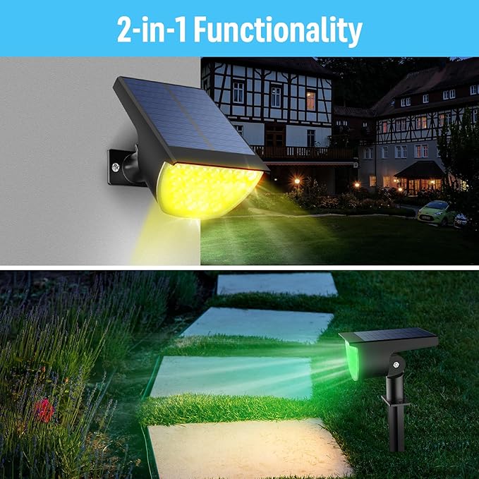 GKGG Solar Multicolor Lights Waterproof IP65, 8 Lighting Modes Solar Spot Lights Outdoor Yard Garden Landscape Pathway Decorations (Multicolor, 4 Pack)