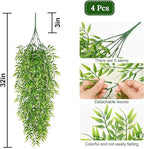 Waipfaru 4Pcs Artificial Hanging Plants, Fake Willow Leaves Vines Fake Hanging Plants for Outdoors UV Resistant Plants Outdoor Faux Plants Indoor Bedroom Living Room Porch Shelf Decor