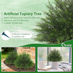 Grooy Artificial Cypress Topiary Bushes with Spike, 2 Pack Faux UV Resistant Cedar Ball Trees for Outdoor Planters, Fake Shrubs Plants for Porch Garden Decor