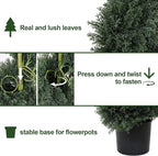 THE BLOOM TIMES 6ft Spiral Artificial Topiary Trees Set of 2, 71 inch Faux Cedar Trees for Outdoor Planters - Fake Twist Cypress Plants for Garden Front Porch Indoor Outside Decor 6 Foot