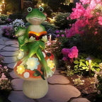 Frog Statues for Garden,Mushroom Frog Statue Solar Garden Statues with 5 LED Lights,for Lawn Patio Porch Yard Decor Gifts for Women/Mom/Grandma