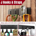 66" Garage Tool Organizer Wall Mount,20 PCS Wall Mounted Garden Tool Storage Rack Carries 720lbs, 4-Panel Steel Tool Hanger System for Shovels Rakes Brooms – Fits 16" Wall Studs