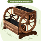 Wooden Wagon Planter Box, Extra Large 2-Tier Decorative Flower Cart with Wheels, Rustic Wood Planter with Drainage Holes & Non-Woven Liner, Raised Garden Bed for Flowers Herbs Vegetables