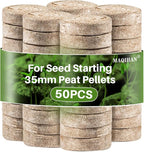MAQIHAN 50PCS Peat Pellets for Seedlings - 35MM Seed Starter Pellets Peat Pods for Starting Seeds Garden Soil for Planting Transplanting Growing Garden Flower Vegetables Germination Propagation Tray