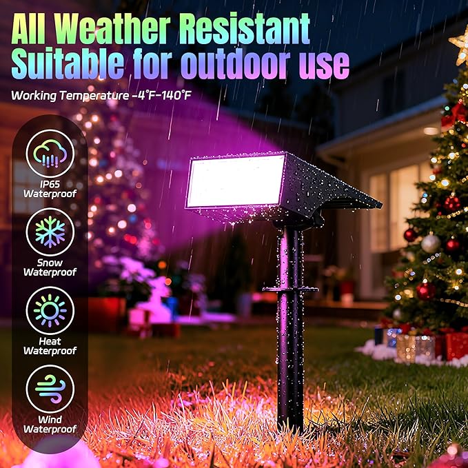 WENATY Solar Spot Lights Outdoor Color Changing, [7 Mode/12 Pack] Christmas Landscape Spotlights, Solar Lights Outdoor Waterproof,Led Powered Flood Light for Halloween Pathway Yard Garden Tree Walkway