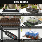 60 Cell Self-Watering Seed Starter Tray with Grow Light and Heat Mat,Seed Starter Kit,Humidity Domes,Auto Timer,Flexible Brightness Seedling Starter Trays for Seed Starting & Seeds Growing