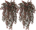 PASYOU Artificial Hanging Vine Plants, Fake Foliage Ivy Plant Plastic Leaves Vines UV Resistant Greenery Faux Flowers Decor Home Indoor Outdoor Garden Door Wall Wedding Party Decoration Red 4 Pack