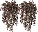 PASYOU Artificial Hanging Vine Plants, Fake Foliage Ivy Plant Plastic Leaves Vines UV Resistant Greenery Faux Flowers Decor Home Indoor Outdoor Garden Door Wall Wedding Party Decoration Red 4 Pack