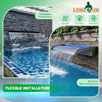 Waterfall Pool Fountain, LONGRUN Acrylic Waterfall Spillway for Pools and Ponds - 11.8" Wide Decorative Water Feature for Swimming Pools, Koi Ponds, and Garden