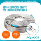 Aqua Joe AJSGH100 1/2-Inch Heavy-Duty, Puncture Proof Kink-Free, Spiral Constructed 304-Stainless Steel Metal, Garden Hose, 100-Foot