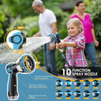 Non-Expandable Garden Hose 100 FT, Lightweight Hose with 10 Function Spray Nozzle, Kink-Free Flexible Water Hose, Durable, Leak-Proof, 360° Swivel Connectors, Portable Storage Strap