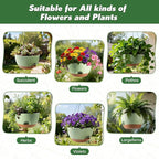 3-Piece Set of 10-Inch Hanging Planters with Automatic Watering System and Drip Tray, Includes Metal Chain, Suitable for Various Indoor and Outdoor Plants and Flowers, Green Brown
