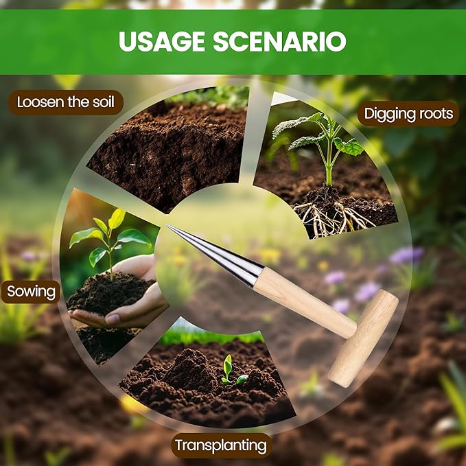 Plant Hole Digger for Planting, Garden Seed Dispenser, Bulb Planting Tool, Handheld Digger Garden Seed Planting Tool for Planting Tulip Daffodil Saffron Vegetable Seeds (3pcs)