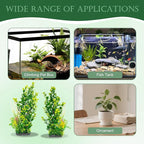 Aquarium Plants (2-Pack) Artificial Plastic Fish Fish Habitat Decor, Small to Moderate Size Aquarium Decorations, Safe Green Plants for Freshwater Tanks (Light Green & Gold Mix)