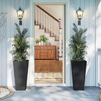 Giantex Set of 2 Outdoor Wicker Flower Pot, 30 Inch Tall Planters with Drainage System, PE Rattan Flower Pots, Indoor Outdoor Decoration for Front Porch Balcony Entryway