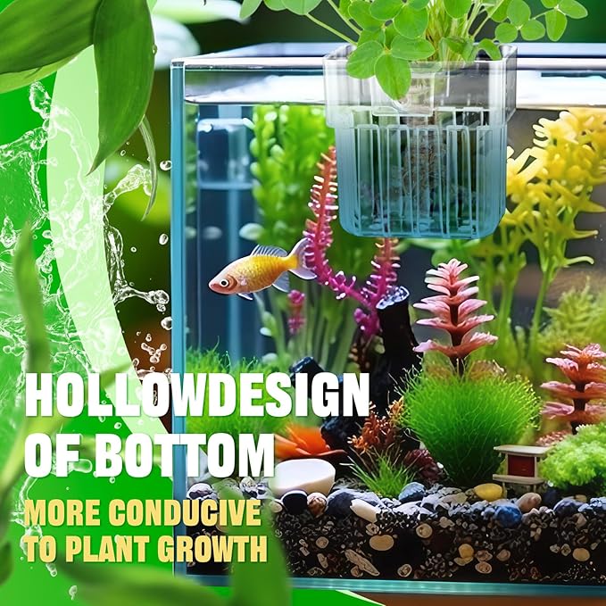 Dandat 8 Pcs Clear Acrylic Aquarium Plant Holder with Hooks Top Aquarium Plant Hanging Fish Tank Cup Pots Aquascape Decoration for Aquaponic Cultivation Water Feature Decoration