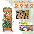 S AFSTAR Raised Garden Bed with Trellis, Outdoor Wood Garden Planter W/ 2-Tier Round Planter Box & Trellis for Vine Climbing Plants Growing, Vertical Plant Container for Garden Patio Balcony, Orange