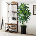 6FT Artificial Dracaena Tree - High-Density Foliage Fake Plant with Black Tall Planter - Faux Yucca Floor Plant for Home Office Decor Indoor