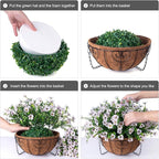 HyeFlora Artificial Fake Hanging White Plants Flowers Basket for Outdoor Fall Winter, Faux Silk Daisy in Planter Realistic UV Resistant for Christmas Outside Porch Home Patio Balcony Yard Decoration