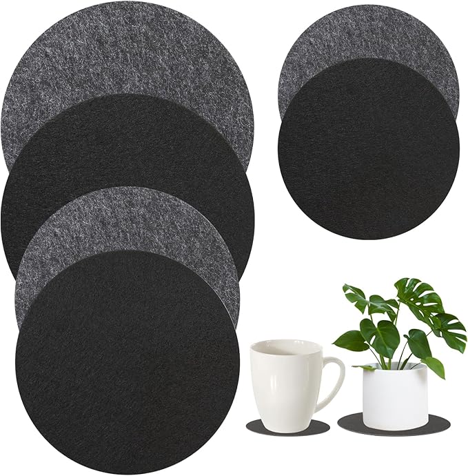 Felt Plant Coaster Mat, 6 Pcs Round Plant Saucers for Indoors Reversible Absorbent Waterproof Fabric Flower Pot Saucers for Gardening Outdoor Pots, DIY Craft Supplies(4”, 6”, 8”)