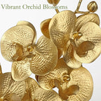 Oairse Artificial Orchids Flowers in Vase Faux Orchids Arrangement Small Gold Orchid Plant with Glass Vase Fake Flowers in Vases Phalaenopsis Orchid Centerpiece for Bathroom Bedroom Dining Room Table