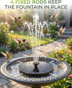 Solar Fountain for Bird Bath, 2026 Upgrade Solar Bird Bath Water Fountain with 7 Nozzle, 4 Fixed Pipe, Outdoor Standing Floating 1.4W Solar Powered Water Fountain for Garden, Pond, Pool, Tank (6.3 in)