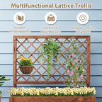 Giantex Raised Garden Bed with Trellis, 39”x14”x40” Wood Elevated Planter Box w/Drainage Hole for Climbing Vine Flower Herb Vegetable Fruit, Planting Container for Indoor Outdoor Patio Balcony